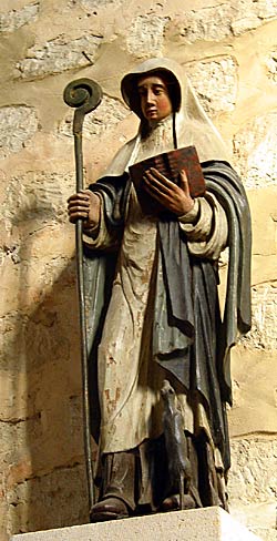 Gertrude of Nivelles, statue at the monastery